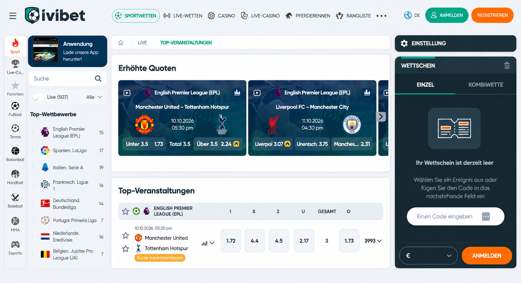 IviBet Sportwetten-Plattform